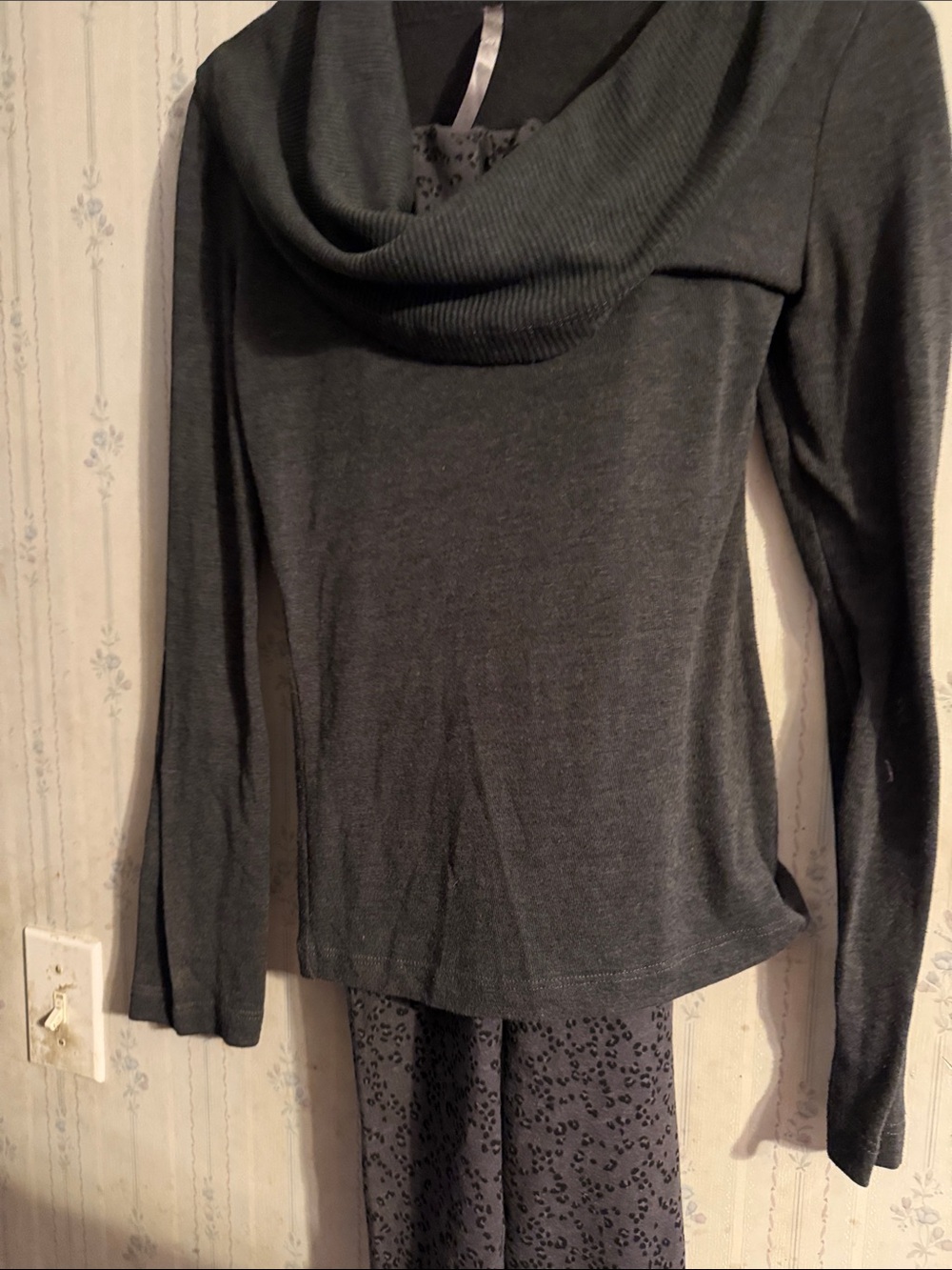 Women’s Charcoal Cowl Neck Sweater and leggings